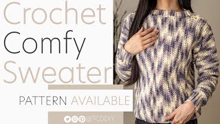 Crochet Comfy Herringbone Sweater | Pattern & Tutorial DIY