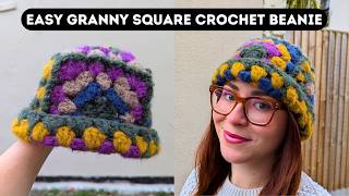 Easy Crochet Beanie Tutorial for Beginners | Granny Square Crochet Beanie - Brunaticality