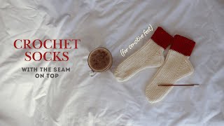 Crochet Socks Tutorial | Top Seam, Wide Toe 🧶🧦