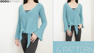 Crochet Front Tie V Neck Top | Pattern & Tutorial DIY