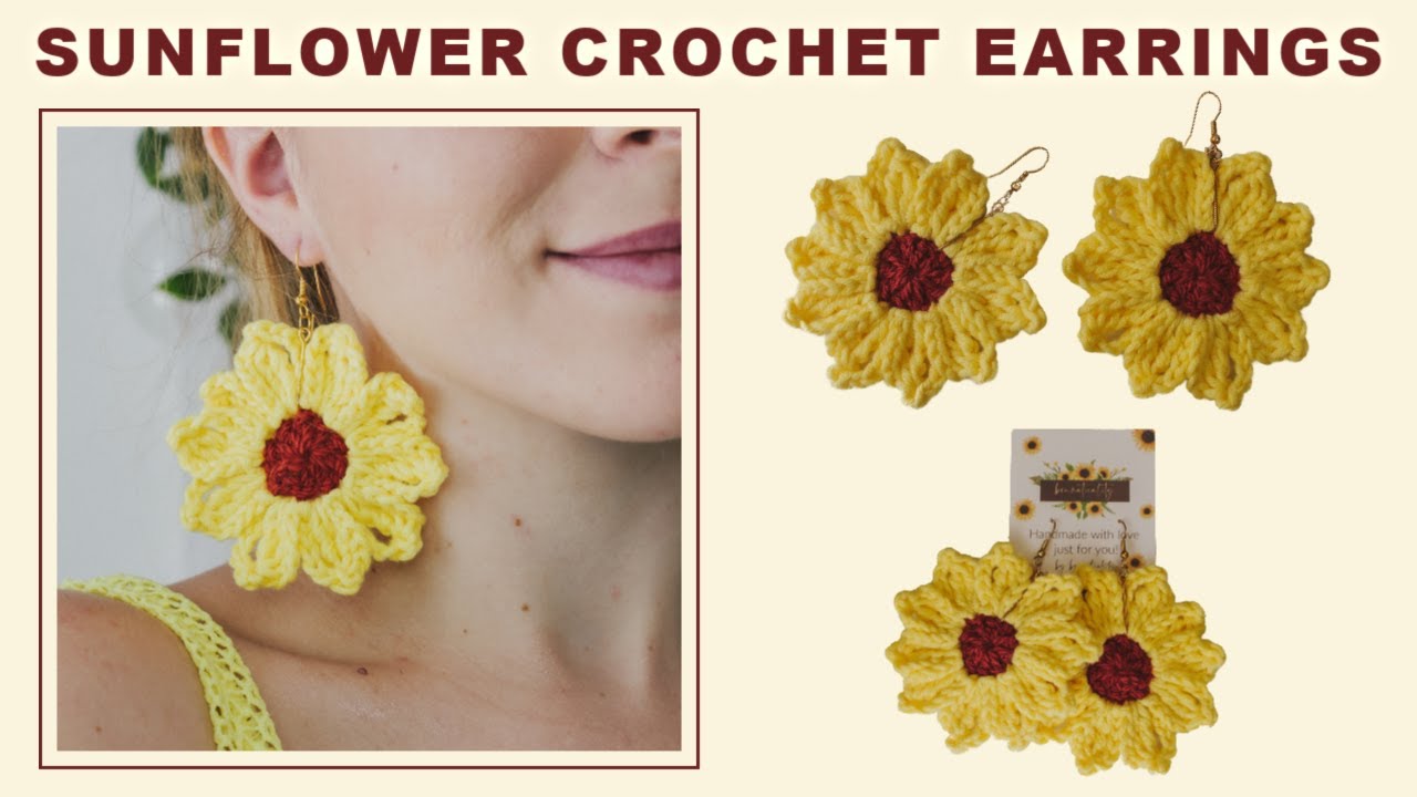 This crochet sells amazingly during summertime! | Sunflower Crochet Earrings Tutorial