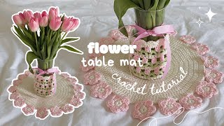 how to crochet the cutest flower table mat/rug | beginner friendly tutorial