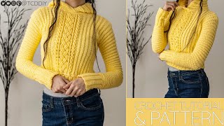 How to Crochet a Long Sleeve Cable Stitch Hoodie | Pattern & Tutorial DIY
