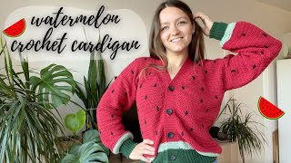 🍉 DIY Watermelon Crochet Cardigan Tutorial 🍉 | Beginner Friendly Pattern & Full Step-by-Step Guide