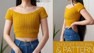 How to Crochet: Off the Shoulder Crop Top | Pattern & Tutorial DIY
