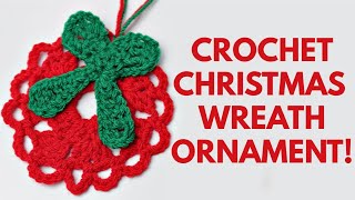 How to crochet a Christmas wreath ornament! | DIY | Brunaticality Crochet