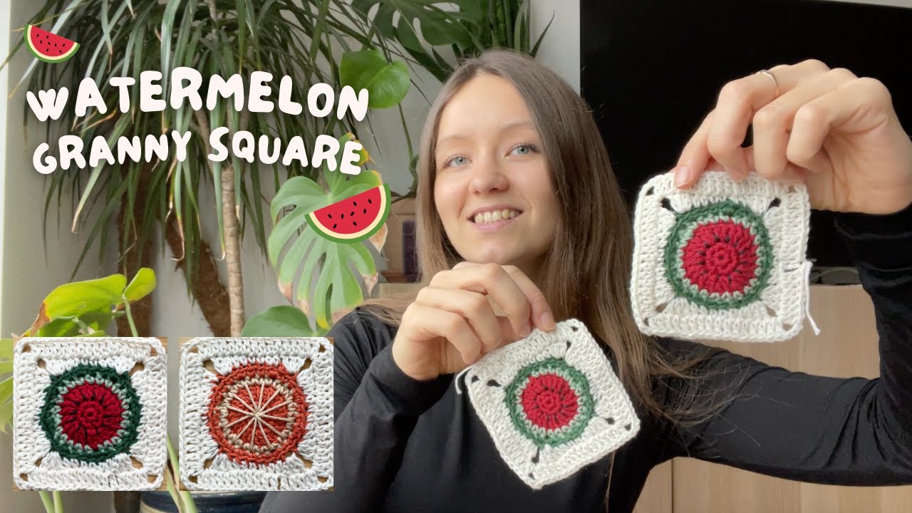 🍉 WATERMELON GRANNY SQUARE CROCHET | beginner friendly tutorial step-by-step pattern
