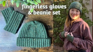 Fingerless Gloves & Beanie Set Crochet Pattern & Tutorial