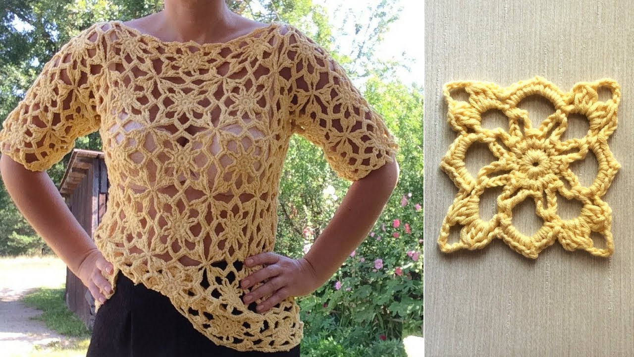 Yellow Lace Motif Pullover