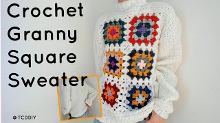 Crochet Granny Square Sweater | Tutorial DIY