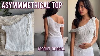Crochet Asymmetrical Top | Easy Crochet Tutorial | Trendy Off Shoulder Pattern
