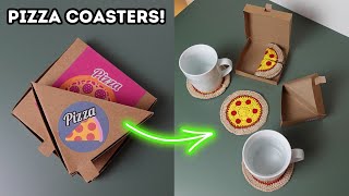 Crochet Coasters for Pizza Lovers! Make the boxes too! | Brunaticality Crochet