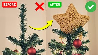 Crochet star tree topper! Crochet Christmas Decorations 🎄