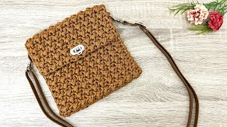 Very easy, simple and economical square crochet bag/Crochet bag/Bagsa de ganchillo