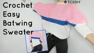 Crochet Easy Batwing Sweater | Tutorial DIY
