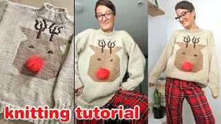 CHRISTMAS JUMPER KNITTING TUTORIAL | The Rudolph Sweater free knitting pattern and tutorial!