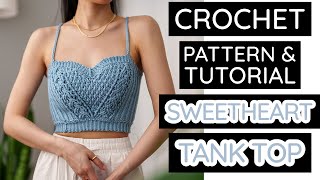 How to Crochet: Cable Stitch Sweetheart Tank Top | Pattern & Tutorial DIY