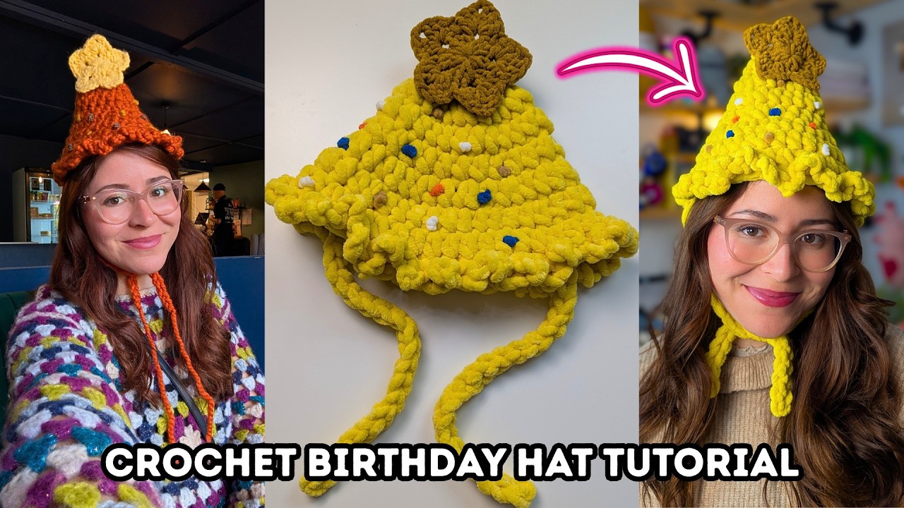 Crochet Birthday Hat Tutorial | Celebrate & Crochet With Me! It’s My Birthday! 🎂