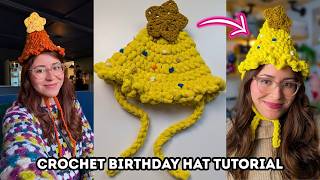 Crochet Birthday Hat Tutorial | Celebrate & Crochet With Me! It’s My Birthday! 🎂