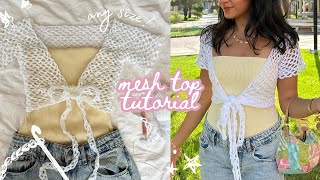 how to crochet an easy cropped mesh top (ANY size) | step-by-step tutorial + giveaway!!