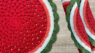 Watermelon crochet placemat / Watermelon placemat / Crochet watermelon placemat
