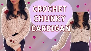 How to Crochet Chunky Ribbed Cardigan! | EASY Cozy Crochet Sweater Tutorial