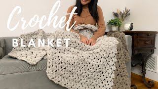 Easy crochet blanket FREE written pattern for a drunken granny stitch blanket (One row repeat)