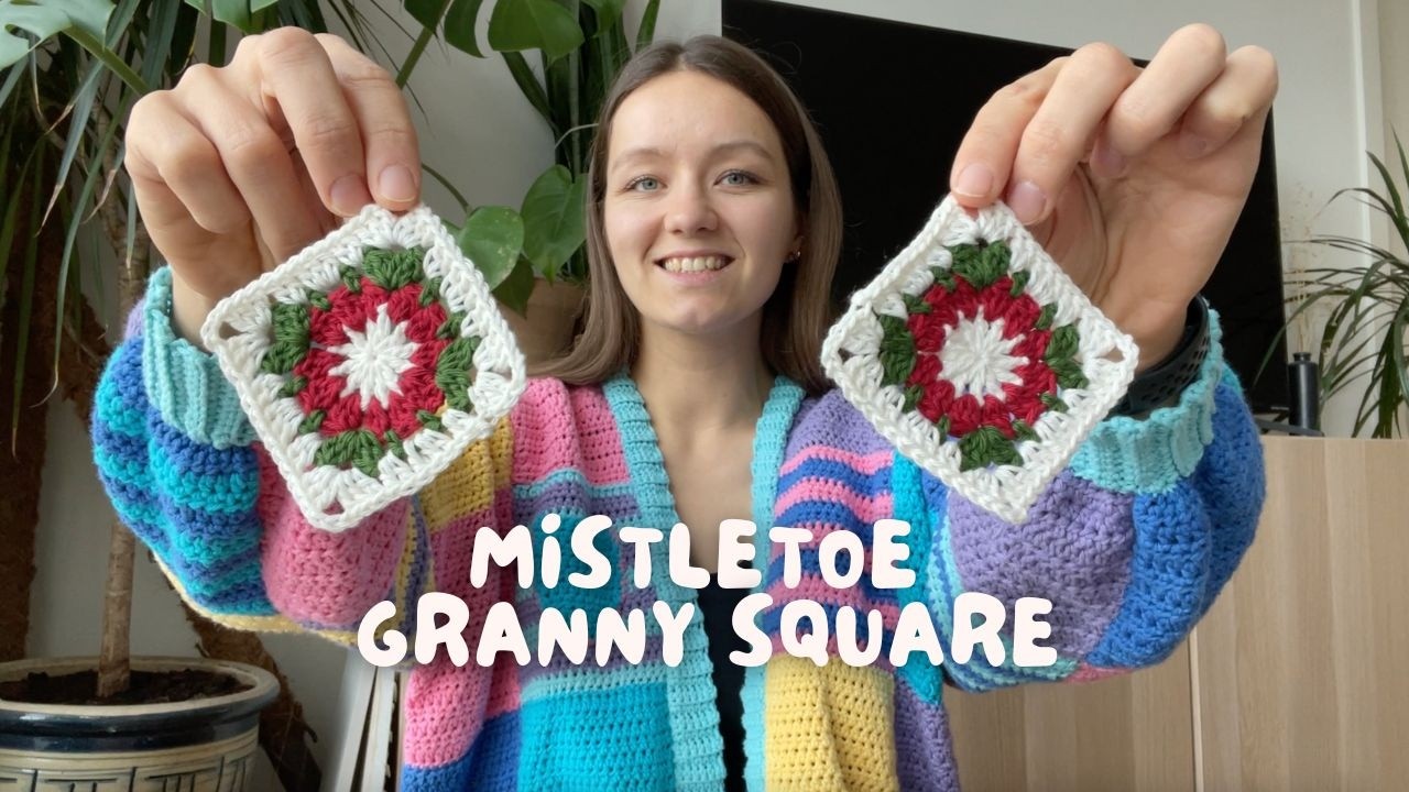 POINSETTIA MISTLETOE GRANNY SQUARE | beginner friendly crochet pattern