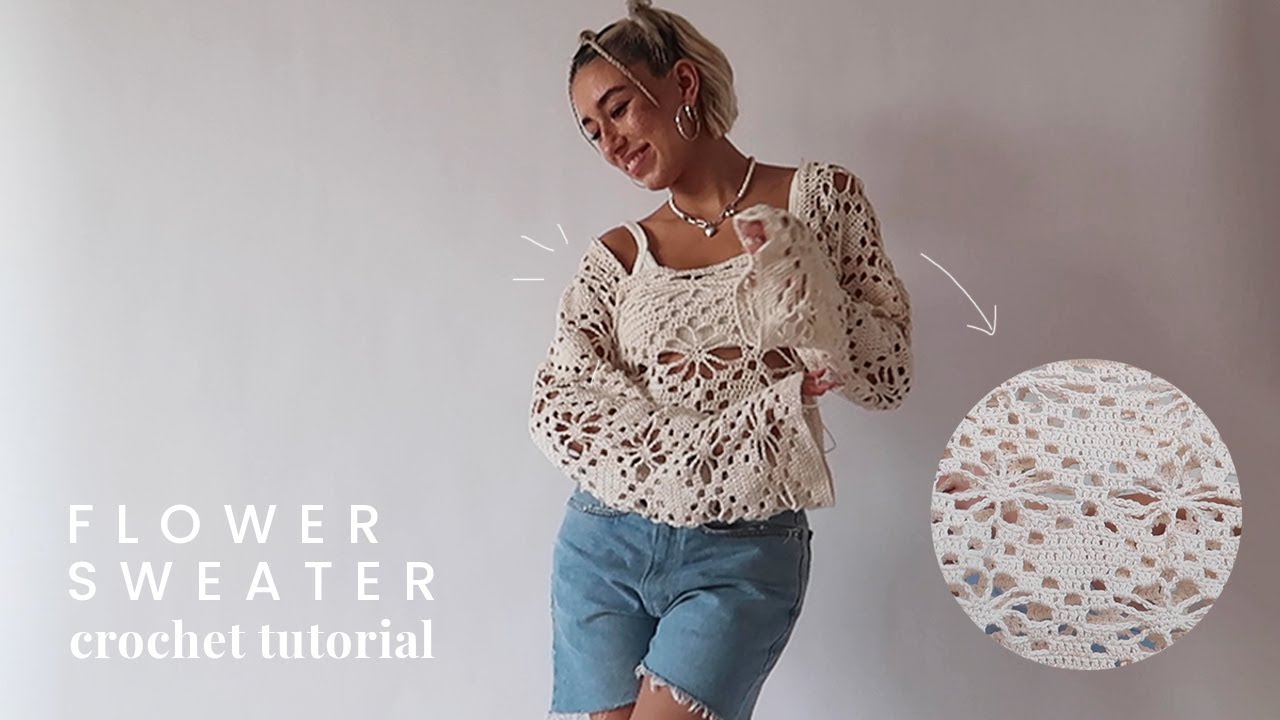 Crochet flower sweater
