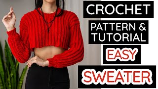 How to Crochet: EASY Cropped Sweater | Patter & Tutorial DIY