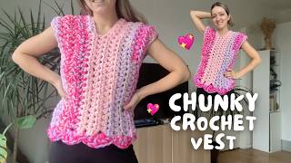 💝 CHUNKY CROCHET VEST | beginner-friendly tutorial 🙌 (easy 2 hour project)