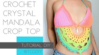 Crochet Rainbow Crystal Mandala Crop Top
