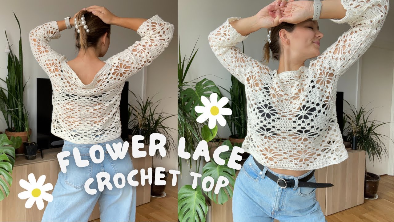 🌸 CROCHET FLOWER TOP | step-by-step beginner friendly pattern 🧶 lacy crochet summer top!
