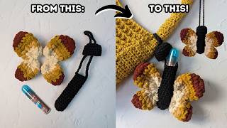 crochet butterfly lip balm holder tutorial | Crochet Bag Charm