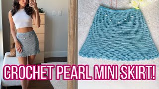 How To Crochet EASY BREEZY A-line Pearl Mini Skirt! | Summer Skirt Tutorial!