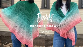 Easy Crochet Shawl Tutorial/ Crochet Shawl Pattern /Crochet Xmas Gift Ideas