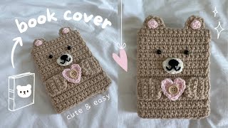 how to crochet a book cover (bear holding a heart!) | beginner-friendly tutorial