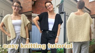 EASY KNITTED CARDIGAN TUTORIAL | how to knit a simple cardigan | knitting for beginners