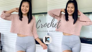 Crochet Pullover Sweater | Learn to crochet a sweater top ( FREE Crochet Pattern XS-XXL )