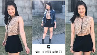 Woolly knitted halter top