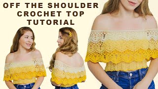 How to crochet an off the shoulder top! | Crochet top tutorial