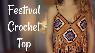 Festival Crochet Top Tutorial | Granny Squares | SUPER EASY