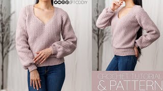 How to Crochet: Classic V Neck Sweater | Pattern & Tutorial DIY