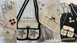how to crochet star messenger bag + taylor swift inspired folklore bag | easy tutorial