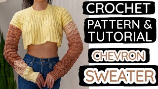 How to Crochet: Cozy Chevron Sleeved Sweater | Pattern & Tutorial DIY