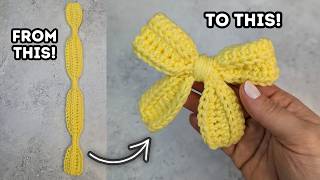 Crochet ribbon bow tutorial | Crochet beginner tutorial | Crochet idea for beginner accessory