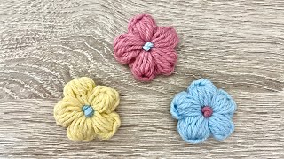 Flor de crochê para aplicação - Florzinha em ponto puff - Super fácil e rápida - Crochet flower