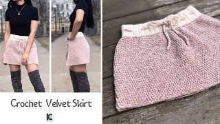 Crochet Velvet Skirt ( Free Pattern Sizes XS - XXL )