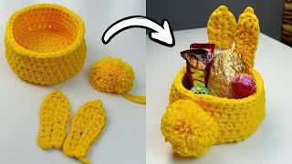 Easter Bunny Basket Crochet Tutorial | Step-by-Step Tutorial 🐰
