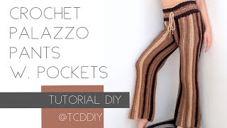 Crochet Striped Palazzo Pants with Pockets | Tutorial DIY